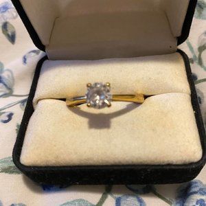 size 11 Adjustable CZ Diamond 18kt Gold Plated Ring